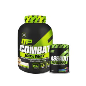 אבקת חלבון קומבט + קדם אימון מאסל פארם | Muscle Pharm Whey + Assault