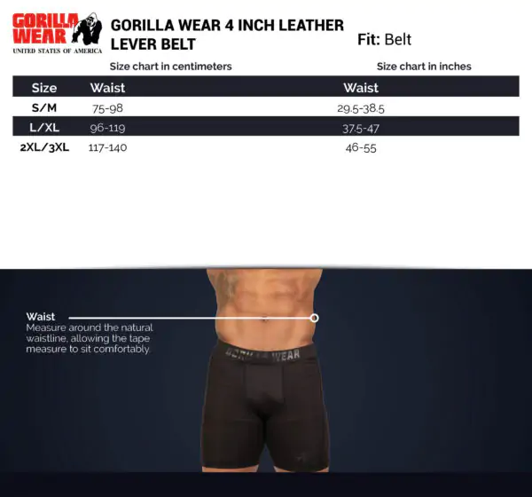 חגורה מעור מקצועית - Gorilla Wear 4 Inch Leather Lever